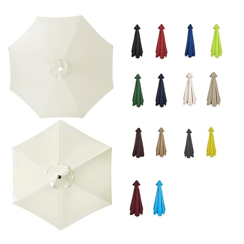 Sonnenschirm Ersatz mit 6/8 Rippen Anti-Ultraviolett Baldachin Abdeckung Dicker und Starker Outdoor Regenschirm Ersatz Stoff für Garten, Terrasse 2.0m 2.3m 2.7m 3.0m(Weiß,2.7M/8RIBS) von Generisch