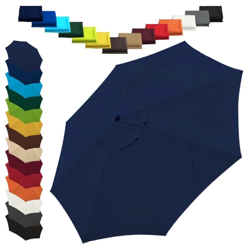 Sonnenschirm Ersatzbezug 2.7 m/3 m, Balcony Parasol 6/8 Streben, Sonnenschirmbezug UV-Schutz Für Gartenschirm Terrassenschirm Ampelschirm Bezug Ersatz(Navy blau,3 m/10 FT-8 Ribs) von Generisch