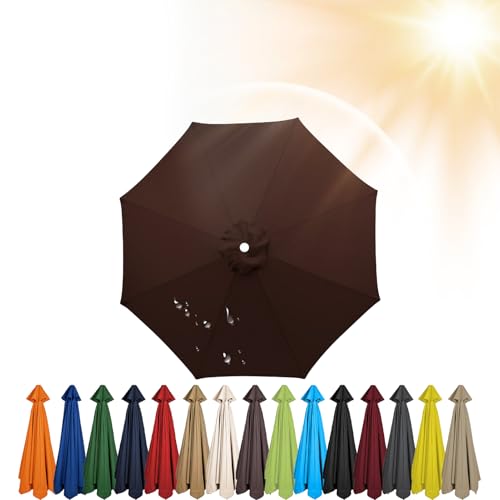 Sonnenschirm Ersatzbezug 3.5m/3.0m/2.8m/2.7m/2.5m/2.3m/2m 6/8 Streben, Sonnenschirm Stoff Uv Schutz 50 Windfest Strand Terrasse Garten Sonnenschirm Ersatzteile (200 cm 6 streben,Braun) von Generisch