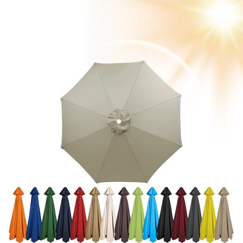 Sonnenschirm Ersatzbezug 3.5m/3.0m/2.8m/2.7m/2.5m/2.3m/2m 6/8 Streben, Sonnenschirm Stoff Uv Schutz 50 Windfest Strand Terrasse Garten Sonnenschirm Ersatzteile (280 cm 8 streben,Taupe) von Generisch