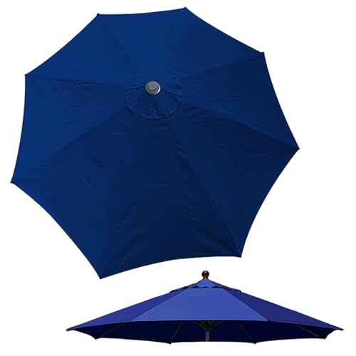 Sonnenschirm Ersatzbezug Strand 2m/2.3m/2.7m/3m 6 Rippen/8 Rippen Terrasse Parasol Canopy, Garten Umbrella Ersatz Stoff Für Patio Hof Pool Markt Tisc(Blau,2.7 m/9 FT-6 Ribs) von Generisch