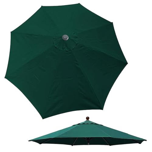 Sonnenschirm Ersatzbezug Strand 2m/2.3m/2.7m/3m 6 Rippen/8 Rippen Terrasse Parasol Canopy, Garten Umbrella Ersatz Stoff Für Patio Hof Pool Markt Tisc(Dunkelgrün,2.7 m/9 FT-8 Ribs) von Generisch