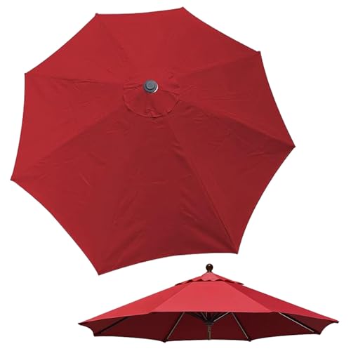 Sonnenschirm Ersatzbezug Strand 2m/2.3m/2.7m/3m 6 Rippen/8 Rippen Terrasse Parasol Canopy, Garten Umbrella Ersatz Stoff Für Patio Hof Pool Markt Tisc(Rot,2.7 m/9 FT-8 Ribs) von Generisch