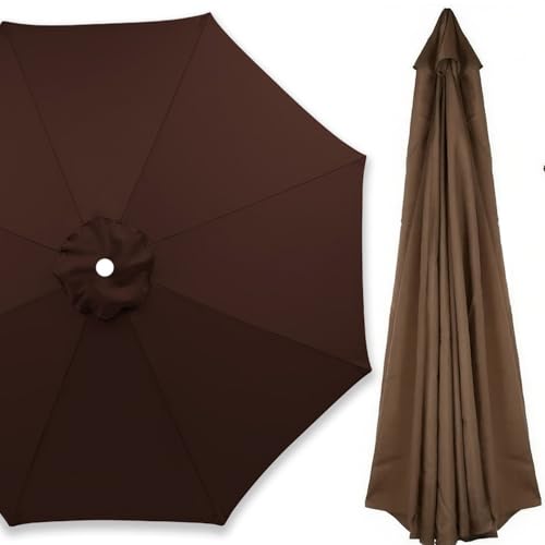 Sonnenschirm Ersatzbezug für Gartenschirm 2,0 m–4,0 m, Runder Ersatzdach Baldachin für 6/8 Rippen, Strand Pool Ersatz Abdeckung, Wasserdicht(Kaffee,6 Rippen 250cm) von Generisch