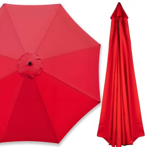 Sonnenschirm Ersatzbezug für Gartenschirm 2,0 m–4,0 m, Runder Ersatzdach Baldachin für 6/8 Rippen, Strand Pool Ersatz Abdeckung, Wasserdicht(Rot,8 Streben 400cm) von Generisch