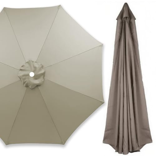 Sonnenschirm Ersatzbezug für Gartenschirm 2,0 m–4,0 m, Runder Ersatzdach Baldachin für 6/8 Rippen, Strand Pool Ersatz Abdeckung, Wasserdicht(Taupe,8 Streben 300cm) von Generisch