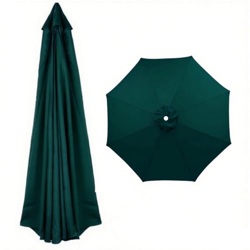Sonnenschirm Ersatzbezug für Gartenschirm 2.5 m 3.0 m 4.0 m 6/8-Rippen, Terrassenschirm Ersatz-Überdachung, Regenschirm Stoff für Markt Pool, Wasserdicht(Dunkelgrün,6 Streben 230cm) von Generisch