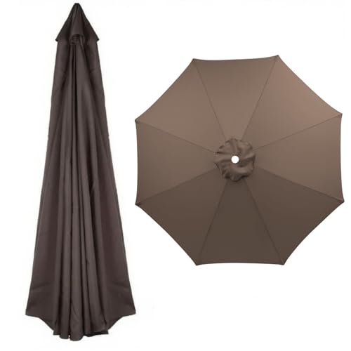Sonnenschirm Ersatzbezug für Gartenschirm 2.5 m 3.0 m 4.0 m 6/8-Rippen, Terrassenschirm Ersatz-Überdachung, Regenschirm Stoff für Markt Pool, Wasserdicht(Dunkeltaupe,8 Rippen 250cm) von Generisch