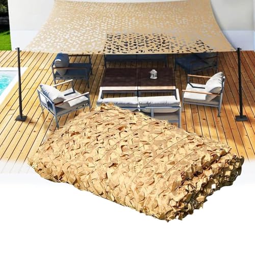 Sonnenschutz Netz Verstärktes Sand Tarnnetz Sonnenschutz, Wasserdicht Camouflage Net, Bundeswehr Schattierungsnetz,tarnnetz 3X3m 2X6m 3X4m 3X5m 4X6m 6X8m Sonnensegel Tarnnetz(1.5x15.0m) von Generisch