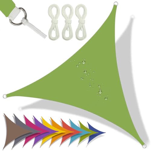 Sonnensegel, dreieckig, 95 % UV-Schutz, wasserfest, für Garten, Balkon, Terrasse, mit Seil, Grün (4 x 4 x 4 m), Lösung für den Außenbereich von Generisch