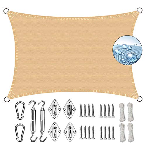 Sonnensegel, wasserdicht, 2,5 x 3 m, UV-Schutz, Überdachung für Pool, Partys und den Außenbereich, Beige, Sonnenschutzstoff, einfache Installation Sonnensegel, wasserdicht, 2,5 x 3 m, UV-Schutz, Überdachung für Pool, Partys und den Außenbereich, Beige, Sonnenschutzstoff, einfache Installation von Generisch