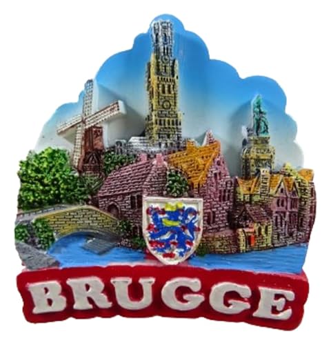 Souvenir Magnet Brügge Belgien 7 x 7 x 2 cm Kühlschrankmagnet Deko GCG 1710 von Generisch