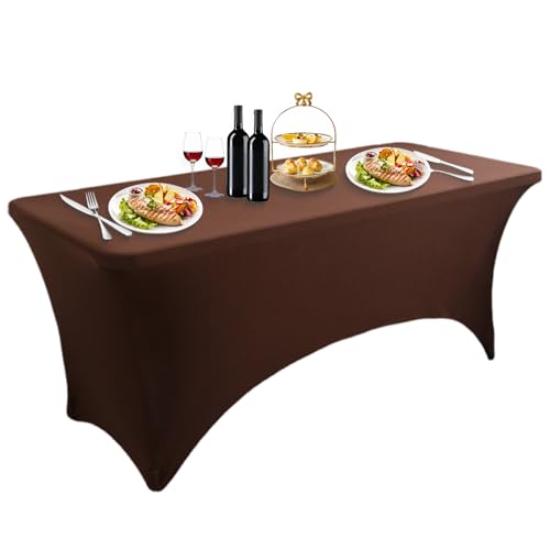 Spandex-Tischdecke, angepasste Stretch-Tischdecke für Standard-Klapptische, waschbar und knitterfrei, 122 cm von Generisch