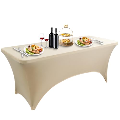 Spandex-Tischdecke, angepasste Stretch-Tischdecke für Standard-Klapptische, waschbar und knitterfrei, 122 cm von Generisch