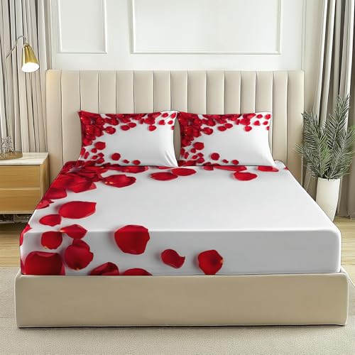 Spannbettlaken Bedrucktes Einfach Valentinstag Blütenblätter Weiche Bequem Mikrofaser Rot Weiß Spannbetttuch, für Einzelbett Doppelbett Boxspringbett, mit Tiefe Tasche 140 x 200 cm Spannbettlaken Bedrucktes Einfach Valentinstag Blütenblätter Weiche Bequem Mikrofaser Rot Weiß Spannbetttuch, für Einzelbett Doppelbett Boxspringbett, mit Tiefe Tasche 140 x 200 cm von Generisch