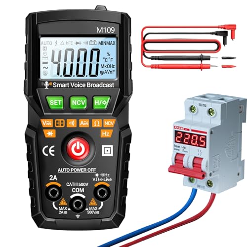 Spannungsprüfer Multimeter - 4000 Count Volt Ohm Amp Multimeter,Elektroprüfgerät Mit Sprachausgabe Für Elektriker Haushalt Steckdose Autobatterie Reparatur Wartung von Generisch