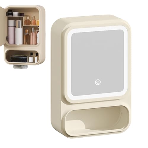 Spiegelschrank Fürs Badezimmer | Badezimmerspiegel Mit Integriertem Stauraum - Antibeschlag Magnetische LED-Tür Mit Ablage Für Shampoo, Duschgel, Seife Und Pflegeprodukte von Generisch