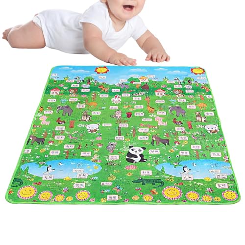 Spielteppich - Waschbarer Klassenteppich für Kinder | Doppelseitige Interaktive Matte mit EPE-Baumwolle, Geeignet für Kindergarten, Krippe, Innenbereich, Picknick im Freien, 200×180×1 cm von Generisch