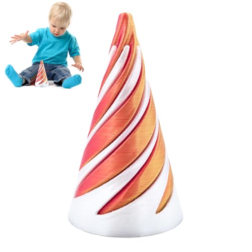 Spiralkegel Fidget Toy - 3D -gedruckte Pyramid -Passhrough -Skulptur | 4-seitiger Pyramidenform Sensorisches Passhrough-Spielzeug | Unmögliches Kegelzappwerk Spielzeug für Wissenschaftsliebhaber, Freu von Generisch