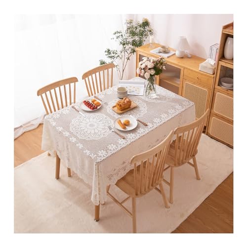 Spitze Floral Quadratische Tischdecke 90x90cm Waschbar Polyester Tischdecke mit Wellenrand Ideal für Esszimmer und Küche Dekor Elegante Tischdekoration von Generisch