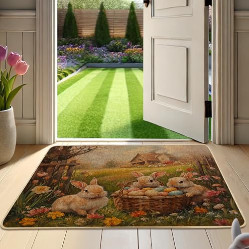 Spring Bunny Fußmatte, Pastell-Hasen-Fußmatte für Außen- und Inneneingang, saisonale Dekoration, wasserdicht, rutschfest, staubabsorbierend, leicht zu reinigen, 73,2 x 43,2 cm Spring Bunny Fußmatte, Pastell-Hasen-Fußmatte für Außen- und Inneneingang, saisonale Dekoration, wasserdicht, rutschfest, staubabsorbierend, leicht zu reinigen, 73,2 x 43,2 cm von Generisch