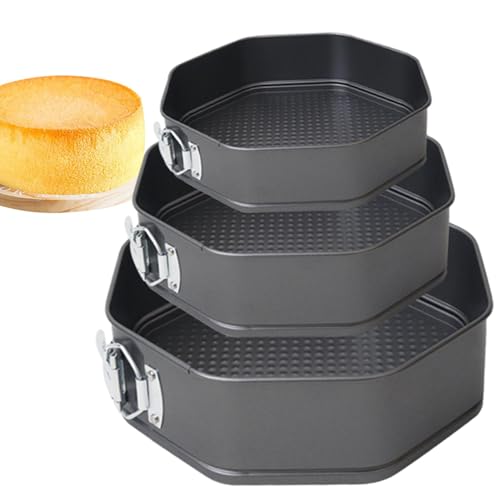 Springform Backformen – langlebiges achteckiges Set mit 3 Teilen, unverzichtbares Küchenzubehör, ideale Wahl für Käsekuchen, Joghurt-Desserts, Mousse, gesalzene Lasagne und leckere Gal Springform Backformen – langlebiges achteckiges Set mit 3 Teilen, unverzichtbares Küchenzubehör, ideale Wahl für Käsekuchen, Joghurt-Desserts, Mousse, gesalzene Lasagne und leckere Gal von Generisch