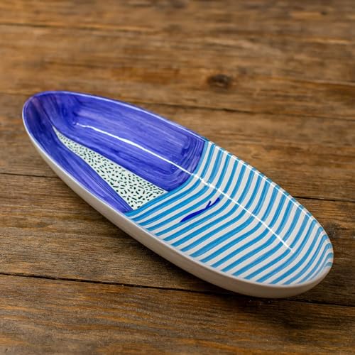 Springform im Vietrese-Stil, 40 x 18 cm, handbemalt mit blauen Dekorationen, elegante Servierpfanne 0108251701 Springform im Vietrese-Stil, 40 x 18 cm, handbemalt mit blauen Dekorationen, elegante Servierpfanne 0108251701 von Generisch