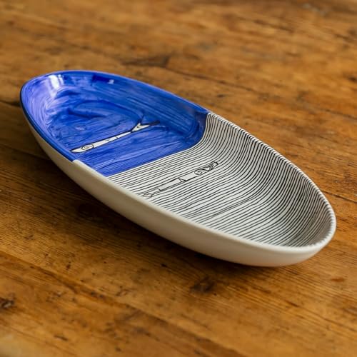 Springform im Vietrese-Stil, 40 x 18 cm, handbemalt mit blauen Dekorationen, elegante Servierpfanne 0108251703 Springform im Vietrese-Stil, 40 x 18 cm, handbemalt mit blauen Dekorationen, elegante Servierpfanne 0108251703 von Generisch