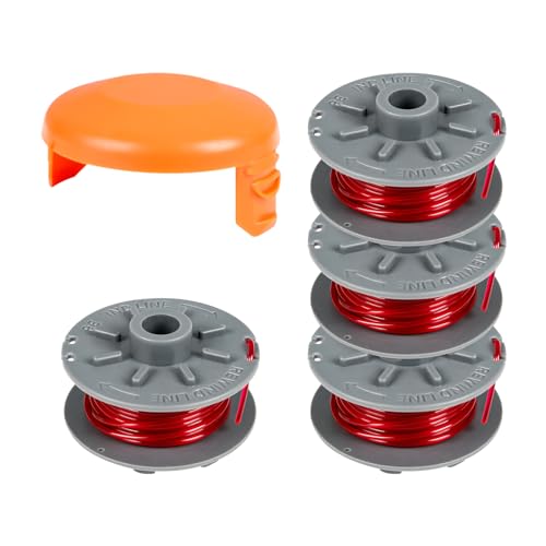 Spulenschnur für Gardena 5364-20, 1,6 mm, 6,1 m, Trimmerspule für Gardena Turbo Rasentrimmer SmallCut 2401 mit Spulenabdeckung für 05328-20 (4 Spulen + 1 Kappe) von Generisch