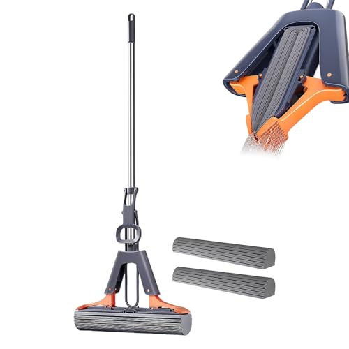 Squeeze Mop, 110x28cm PVA Schwamms Wischmopp, Mit Verstellbarem Edelstahl Griff, Bodenwischer, Wringmopp, Wischer Mit Auswringfunktion, Reinigungsmopp Mit 2 Schwammkopf-Nachfüllungen Squeeze Mop, 110x28cm PVA Schwamms Wischmopp, Mit Verstellbarem Edelstahl Griff, Bodenwischer, Wringmopp, Wischer Mit Auswringfunktion, Reinigungsmopp Mit 2 Schwammkopf-Nachfüllungen von Generisch