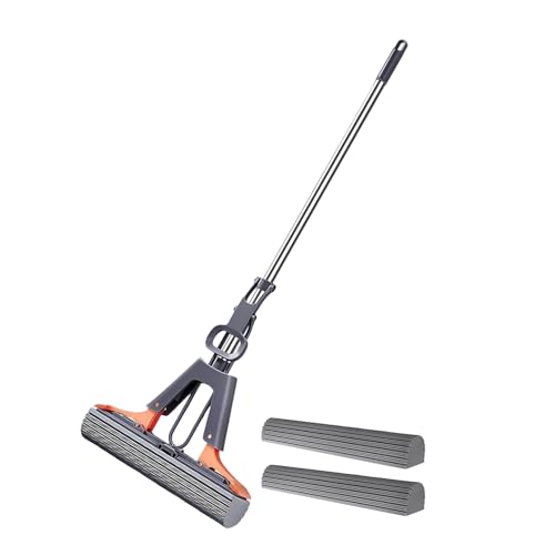 Squeeze Mop, 110x38cm PVA Schwamms Wischmopp, Mit Verstellbarem Edelstahl Griff, Bodenwischer, Wringmopp, Wischer Mit Auswringfunktion, Reinigungsmopp Mit 2 Schwammkopf-Nachfüllungen Squeeze Mop, 110x38cm PVA Schwamms Wischmopp, Mit Verstellbarem Edelstahl Griff, Bodenwischer, Wringmopp, Wischer Mit Auswringfunktion, Reinigungsmopp Mit 2 Schwammkopf-Nachfüllungen von Generisch