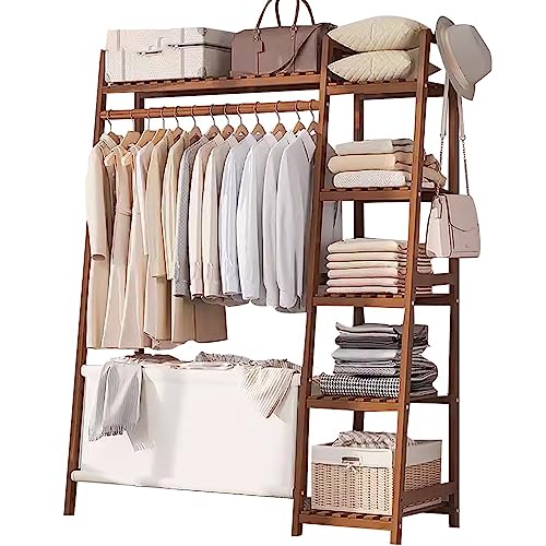 Stabiler Garderobenständer aus Holz mit Haken und Schuhregal, freistehende Aufbewahrung für Kleidung und Hüte, maximale Traglast 100 kg, ideal für Schlafzimmer, Büro, Flur, erhältlich in 80 cm/110 cm von Generisch