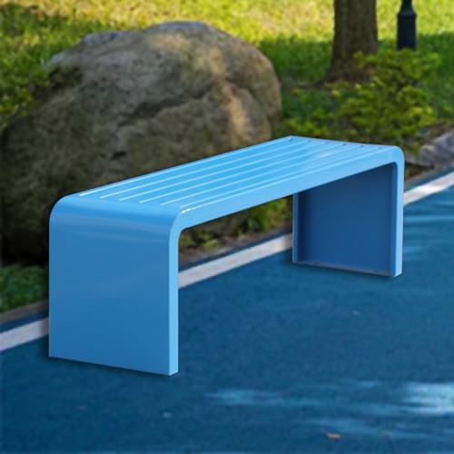 Stabiler blauer Gusseisen-Metallrahmen, Gartenbank, 150 cm, Terrasse, Parkmöbel, robuster Stahlrahmen für Rasen, Terrasse, Veranda, Sitzgelegenheit, stilvolle Hinterhof-Dekoration von Generisch