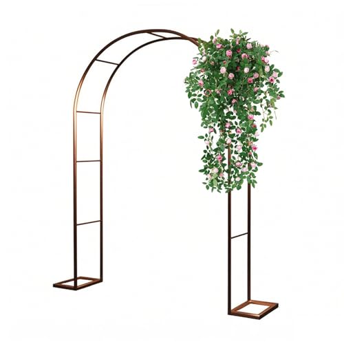 Stabiles Metall-Rankgitter für Kletterpflanzen, Hochzeitsbögen, Stützregal, erhältlich in 0,8 m bis 2,8 m, ideal für Rosen und Ranken, braunes Finish, (B 1,4 x H 2,30 m) von Generisch