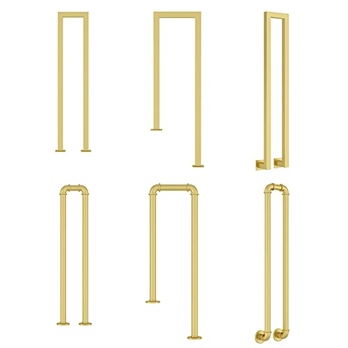 Stabiles U-förmiges Treppengeländer aus Schmiedeeisen für Innen- und Außentreppen, Industrie-Stil, für Garage, Veranda, Garten, Innenhof, Gold-Finish von Generisch
