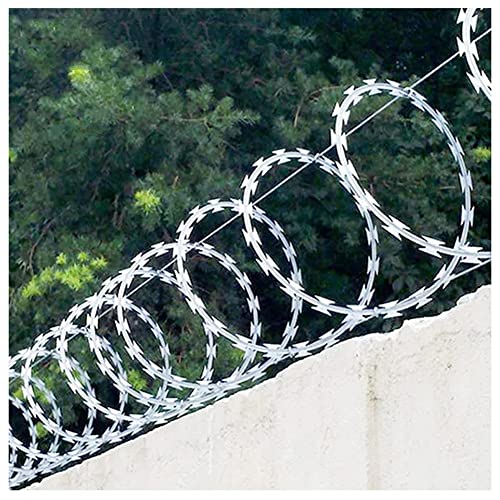 Stacheldraht-Spulen für Stacheldrahtzäune – Anti-Kriech- und Diebstahlbarriere – Verzinkter Stahl – Alternative zu Stacheldraht und Ziehharmonikadraht (Farbe: Silber, Größe: 100 m) von Generisch