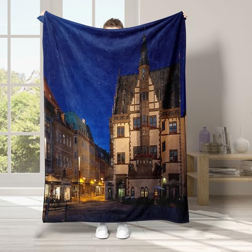 Stadt Sommerdecke 135x200 Nacht Kuscheldecke Flauschig Decke 150x200 cm Flanell Fleecedecke, Wohndecke Blanket Weich und Warme als Sofadecke Couchdecke Tagesdecke von Generisch