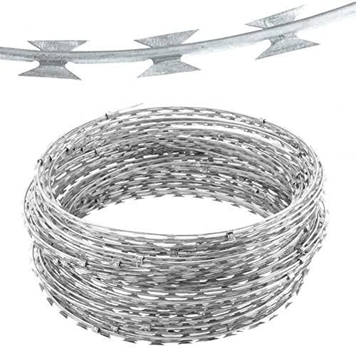 Stahl-Spiralzaun, Stacheldrahtzaun – Anti-Kriech- und Diebstahlbarriere – Rasierklingendraht – Alternative zu Stacheldraht und Ziehharmonikadraht Stahl-Spiralzaun, Stacheldrahtzaun – Anti-Kriech- und Diebstahlbarriere – Rasierklingendraht – Alternative zu Stacheldraht und Ziehharmonikadraht von Generisch
