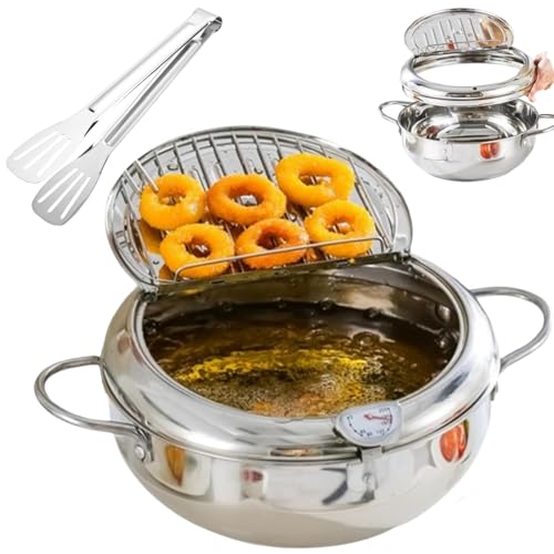 Stainless Steel Frying Pot with Thermometer and Oil Drip Drainer Rack, 7.9/9.4/11in Style Tempura Frying Pot with Lid, Kitchen Stove Induction Fryer Pots for Fries,Chicken etc Stainless Steel Frying Pot with Thermometer and Oil Drip Drainer Rack, 7.9/9.4/11in Style Tempura Frying Pot with Lid, Kitchen Stove Induction Fryer Pots for Fries,Chicken etc von Generisch
