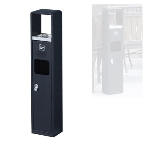 Standaschenbecher for den Außenbereich, bodenstehende Säule for Auffangen von Zigarettenkippen, integrierter Mülleimer aus Edelstahl, for Parks, Bahnhöfe und Plätze von Generisch