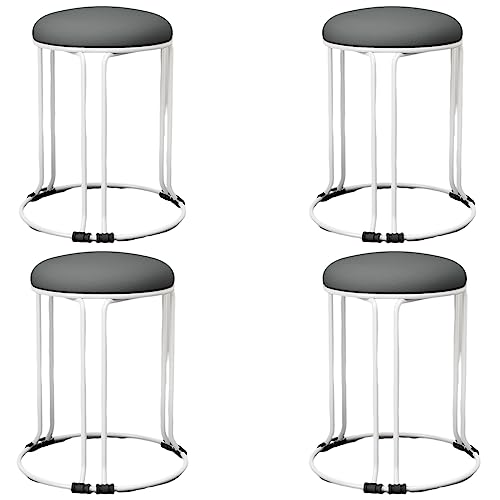 Stapelbare, runde Barhocker aus Metall, Schwarz, 4 Stück, rutschfeste Fußmatte, rückenfreies Design, platzsparende Esszimmerstühle für Küche, Wohnzimmer, Büro von Generisch