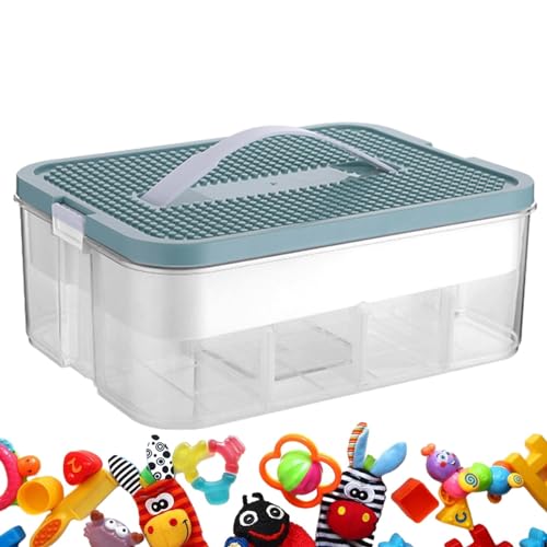 Stapelbare Aufbewahrungsbox für Bauklötze - staubdichter stapelbarer Organizer | Stapelbare Aufbewahrungsbox mit Bauklötzen mit Fächern und Griff, langlebig Organizer Stapelbare Aufbewahrungsbox für Bauklötze - staubdichter stapelbarer Organizer | Stapelbare Aufbewahrungsbox mit Bauklötzen mit Fächern und Griff, langlebig Organizer von Generisch