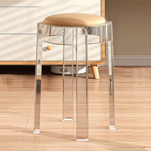 Stapelbare Barhocker aus transparentem Acryl – moderne rückenfreie Küchen-Esszimmerstühle – 6 Stück, 45,7 cm Thekenhocker Stapelbare Barhocker aus transparentem Acryl – moderne rückenfreie Küchen-Esszimmerstühle – 6 Stück, 45,7 cm Thekenhocker von Generisch
