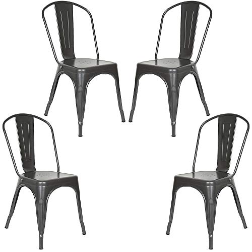 Stapelbare Esszimmerstühle aus Metall im Vintage-Stil, 4er-Set für den Innen- und Außenbereich, stilvolle Garten- und Terrassensitze, Maße 85 x 45 x 45 cm von Generisch
