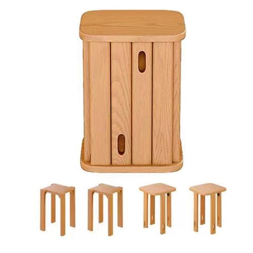 Stapelbare Massivholzhocker, vielseitiger 4-in-1-Couchtisch, 100 kg Kapazität, ideal für Küche, Esszimmer, Schlafzimmer, Wohnzimmer (Kirsch-Finish), 4 Stück von Generisch