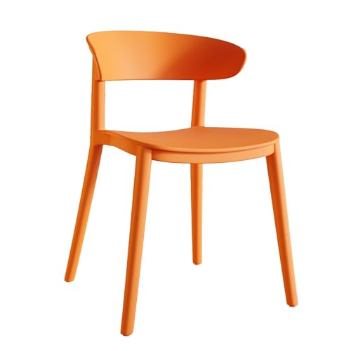 Stapelbare Outdoor-Stühle 4er-Set Kunststoff Terrasse Veranda Möbel mit Rückenlehne Esszimmerstühle für Wohnzimmer Innen- und Außenbereich Orange (4 Stühle) von Generisch
