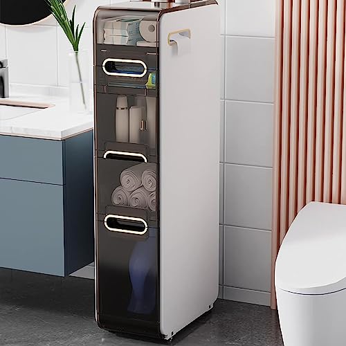 Stapelbare Schubladen, 4-stöckig, Badezimmer-Unterschrank mit Schublade, Turm, schmaler Toilettenpapier-Aufbewahrungsnizer mit hoher Kapazität und Rollen, schmaler Kommodenturm von Generisch