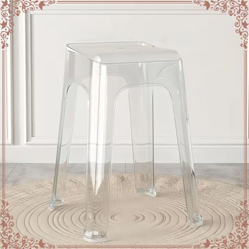 Stapelbarer Barhocker, tragbarer, transparenter Kunststoffhocker für Zuhause, Küche, Büro, Esszimmer, armloses Design von Generisch