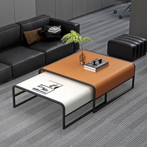 Stapelbarer Couchtisch, 2er-Set, schlichter, moderner Mitteltisch, moderner Holzakzenttisch, Sofa, Beistelltisch, leicht zu bewegen und zusammenzubauen, für kleinen Raum von Generisch