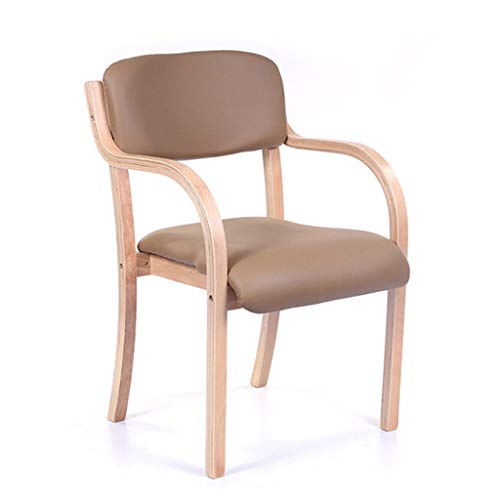 Stapelbarer Esszimmerstuhl mit Armlehnen, moderner PU-Leder-Akzentstuhl, Holzrahmen für Wohnzimmer oder Büro, bequemes Design mit einer Armlehne von Generisch